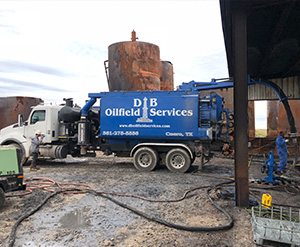 super sucker, vac truck used to empty remaining liquid